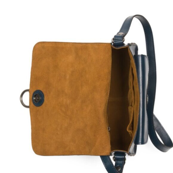 Patricia Nash Ilina Leather Tooled Flap Handbag Blue Coral Crossbody D Ring - Picture 14 of 15